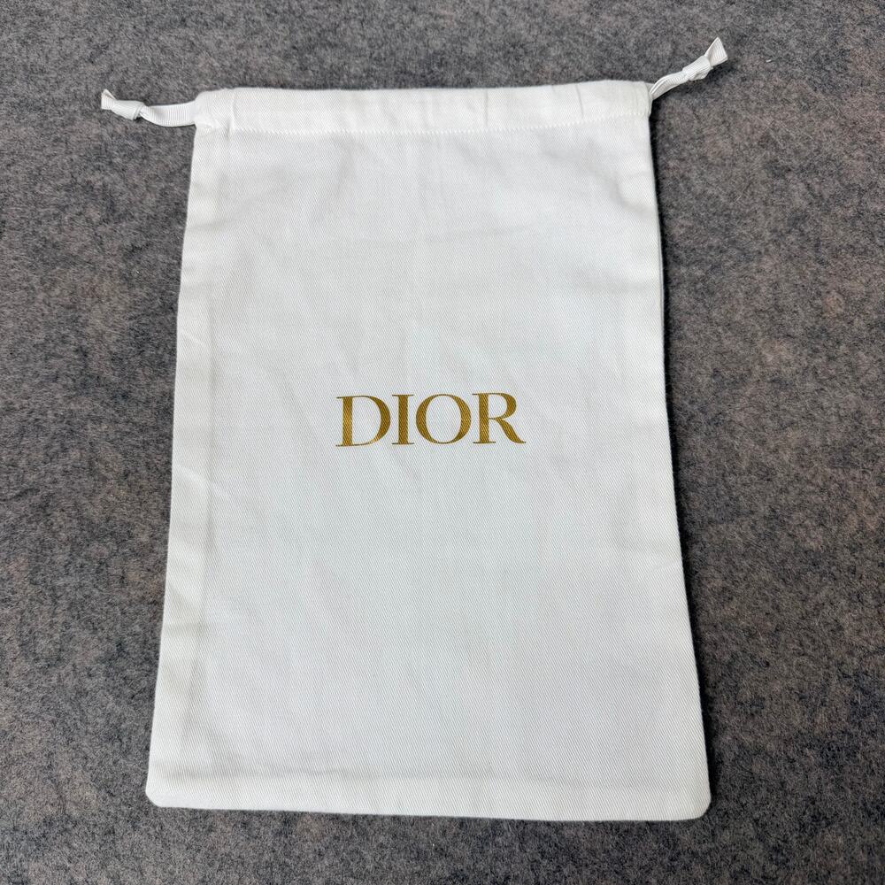 Dior Gold Logo White Cotton Dust Bag Purse Clothing Storage Protection 12"x8.5"